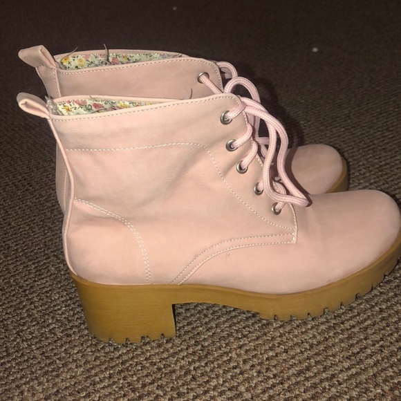 light pink combat boots